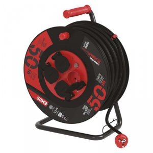 Przedłużacz bębnowy ogrodowy 50 m / 4 gn / czarny / guma-neopren / 230V / 2,5 mm2