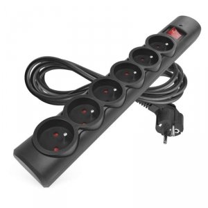 Listwa przeciwprzepięciowa EMOS, 6 gniazd, 3 m, czarna