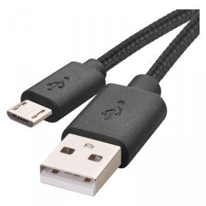 Kabel USB 2.0, wtyk A - micro B, ładowanie, transmisja danych, 2 m, czarny