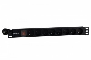 Listwa zasilająca standard EmiterNet 19 8 gn. z bolcem, wtyk uni-schuko, kabel 2m, wyłącznik