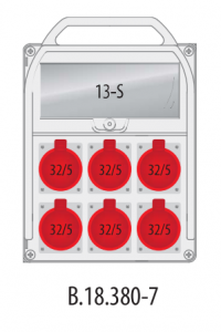 Rozdzielnica budowlana erbetka R-BOX 380 13S: 6x32A/5P, 400V, IP44 B.18.380-7 Pawbol