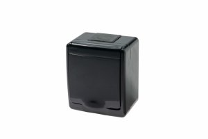 Gniazdo BETA pojedyncze schuko, czarne, czarna klapka, IP44, D.3711SCG/1, Pawbol