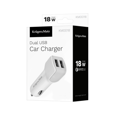 Ładowarka samochodowa Kruger&amp;Matz 2xUSB 3000 mA z funkcją Quick Charge 3.0