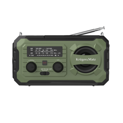 Radio solarne, przenośne radio awaryjne SOS, powerbank 10000mAh, latarka, dynamo, Kruger&Matz