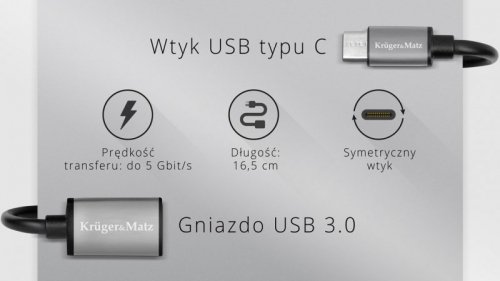 Adapter gniazdo USB 3.0 A - wtyk USB typu C OTG Kruger&amp;Matz Basic