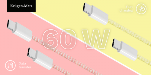 Kabel USB typu C - USB typu C 60 W 1 m żółty Kruger&amp;Matz Basic