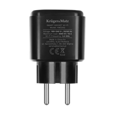 Gniazdo WiFi Kruger&amp;Matz Connect P4 Czarne Tuya