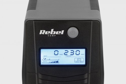 Zasilacz awaryjny komputerowy UPS REBEL model Nanopower Plus 650 ( offline, 650VA / 360W , 230 V , 50Hz , LCD , USB , RJ45 )