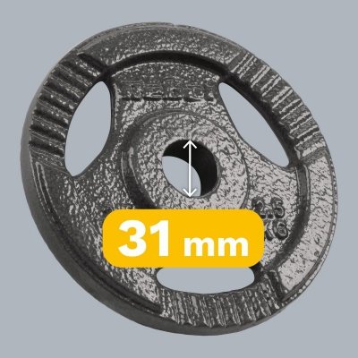 Obciążenie żeliwne zestaw 4x2.5kg, otwór 31mm, talerz z uchwytami, REBEL ACTIVE