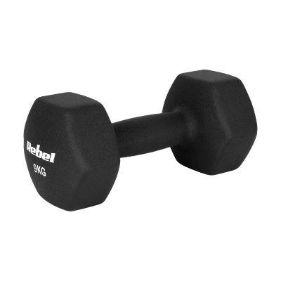 Hantelki żeliwne neoprenowe HEX 2x9kg, REBEL ACTIVE