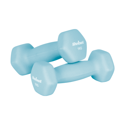 Hantelki żeliwne neoprenowe HEX zestaw 12kg (2x1kg+2x2kg+2x3kg), REBEL ACTIVE