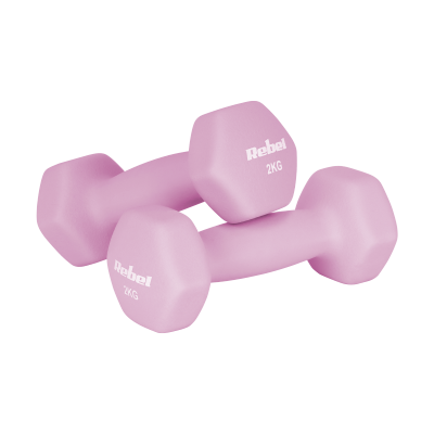 Hantelki żeliwne neoprenowe HEX zestaw 12kg (2x1kg+2x2kg+2x3kg), REBEL ACTIVE