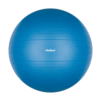 Piłka gimnastyczna rehabilitacyjna 75cm z pompką ręczną, kolor niebieski , REBEL ACTIVE