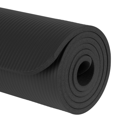 Mata gimnastyczna do ćwiczeń joga, pilates, fitness, 183x61cm, grubość 1cm, materiał NBR, czarna, REBEL ACTIVE