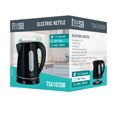 Czajnik elektryczny TEESA, 2200 W, czarny, 1,8L