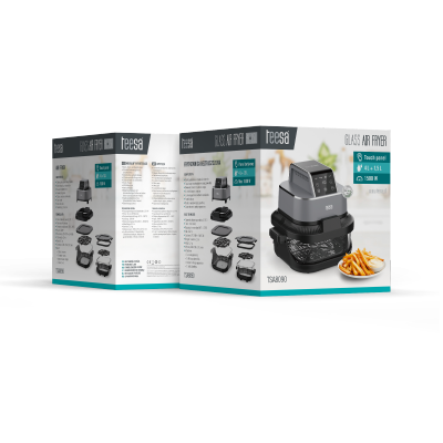 Frytkownica beztłuszczowa TEESA GLASS AIR FRYER 4L, 1,5 L, 1500W