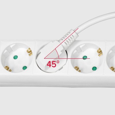 Przedłużacz 5 gniazd 3m typu niemieckiego z przełącznikiem (3x1,5mm) Rebel biały
