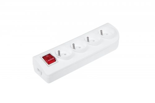 Gniazdo przedłużacza x 4 z uziemieniem i wyłącznikiem białe GN-40W