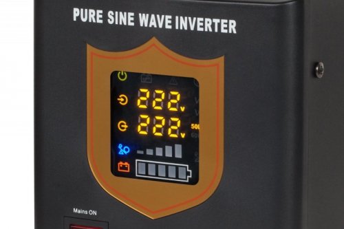 Zasilacz awaryjny KEMOT PROsinus-800 przetwornica z czystym przebiegiem sinusoidalnym i funkcją ładowania 12V 230V 800VA/500W - 