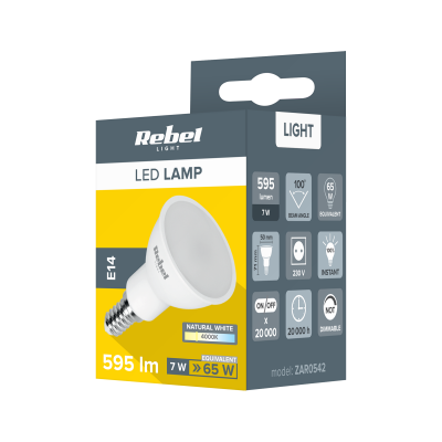 Lampa Led Rebel 7W, E14, 4000K, 230V