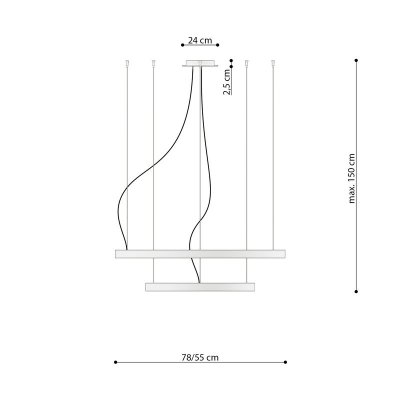 Żyrandol RIO 2 55/78 czarny LED 4000K