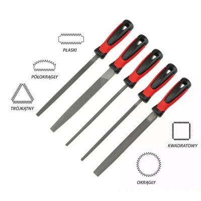 Zestaw pilników do metalu 200mm 5szt wszystkie kształty