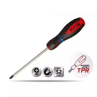 Wkrętak krzyżowy Phillips PH1x100mm, stal S2, uchwyt 3-mat.
