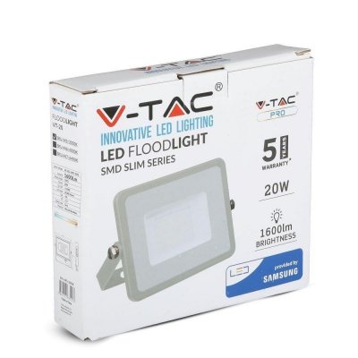 Projektor LED V-TAC 20W SAMSUNG CHIP Szary VT-20-G 4000K 1600lm 5 Lat Gwarancji