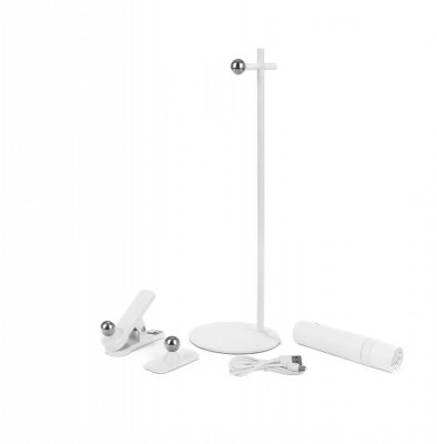 Lampka Biurkowa V-TAC 4w1 37cm Kinkiet Klips Latarka 3W LED Biała VT-7413 4000K 300lm