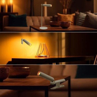 Lampka Biurkowa V-TAC 4w1 37cm Kinkiet Klips Latarka 3W LED Biała VT-7413 4000K 300lm