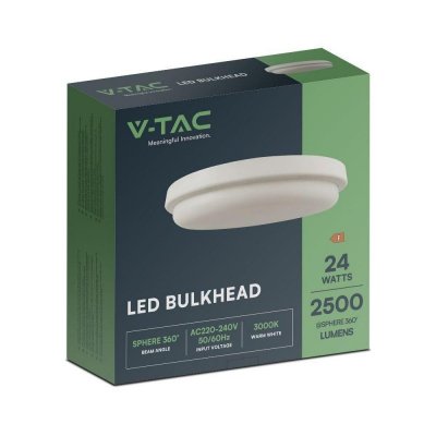 Oprawa sufitowa plafoniera V-TAC 24W LED okrągły 240x38mm IP54 VT-80024 3000K 2500lm