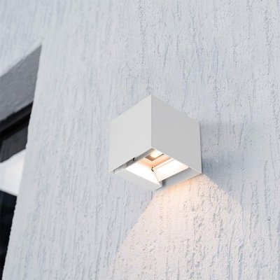 Oprawa ścienna solarna V-TAC 9W LED COB biała kostka 15x15cm IP65 czujnik ruchu VT-409CCT 3000K-4000K-5000K 800lm