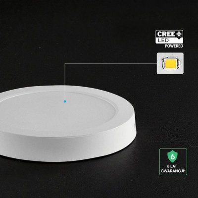Panel natynkowy downlight V-TAC 24W LED CREE CHIP okrągły 288x31mm VT-60006CCT 3000K-4000K-6500K 2640lm 6 lat gwarancji