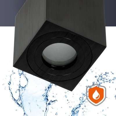 Oprawa do nabudowania AQUARIUS 1xGU10 kwadrat IP44 czarny Kobi