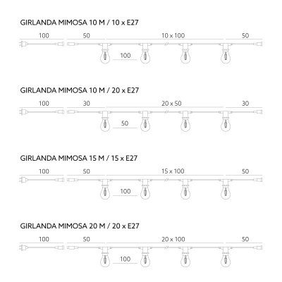 Girlanda MIMOSA 2 10m 10xE27 Kobi