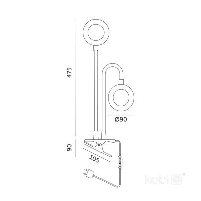 Lampa do roślin LED VITARO RING 2 CLIP 8W Kobi Design