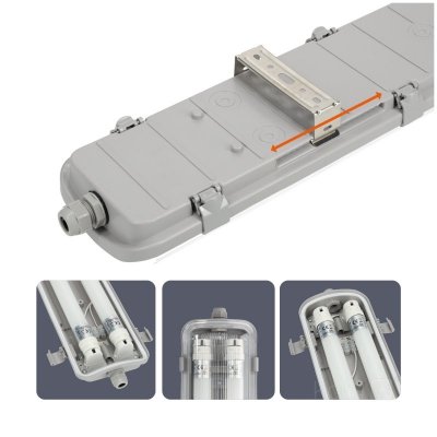 Zestaw HERMETIC 2x120 + LED T8 18W 4000K IP65 Kobi