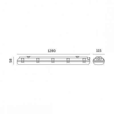 Zestaw HERMETIC 2x120 + LED T8 18W 6500K IP65 Kobi