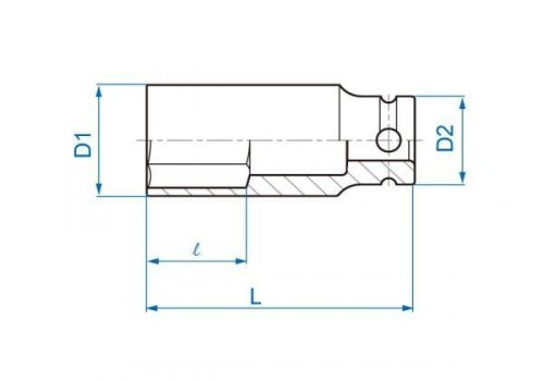 NASADKA DŁUGA UDAROWA CIENKOŚCIENNA 1/2&quot; 12mm x 80mm, 6-kąt King Tony