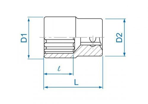 NASADKA KRÓTKA 1/4&quot; 7/16&quot; x 24mm, 12-kąt. Cr-V King Tony