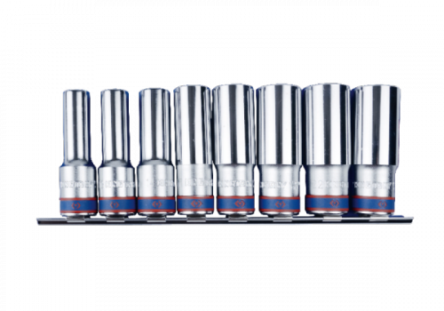 ZESTAW NASADEK 1/2&quot; 8cz. DŁUGIE 12-kąt. 12 - 23mm ZESTAW NA SZYNIE King Tony