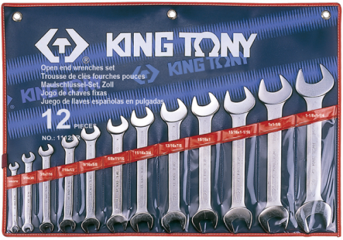 ZESTAW KLUCZY PŁASKICH 12cz. CALOWYCH 1/4 - 1.1/4&quot; ETUI King Tony