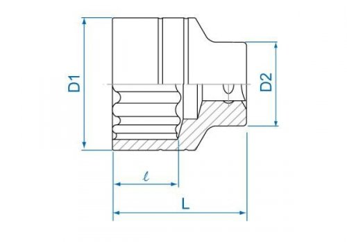 NASADKA KRÓTKA 3/4&quot; CALOWA 1-3/16&quot; x 54mm 12-kąt. Cr-V King Tony
