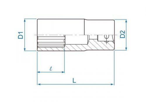 NASADKA DŁUGA 1/2&quot; 11mm x 77mm 12-kąt Cr-V King Tony