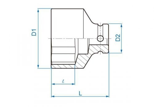 NASADKA KRÓTKA UDAROWA 1/2&quot; CALOWA 3/8&quot; x 38mm, 6-kąt King Tony