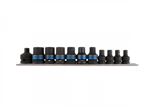 ZESTAW NASADEK UDAROWYCH 3/8&quot; + 1/2&quot; 11cz. KRÓTKIE E5 - E20, SZYNA King Tony
