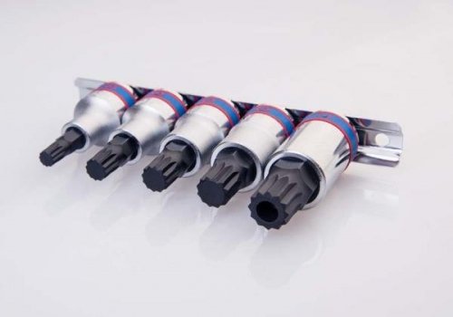 ZESTAW NASADEK Z KOŃCÓWKĄ SPLINE 1/2&quot; 5cz. KRÓTKIE M8 - M16, SZYNA King Tony