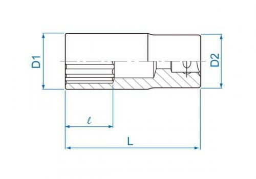 NASADKA DŁUGA 1/2&quot; CALOWA 15/16&quot; x 77mm 12-kąt Cr-V King Tony
