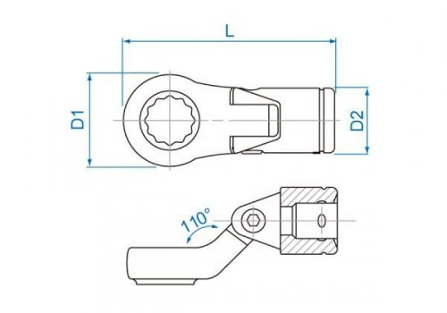 KLUCZ OCZKOWY NASADOWY PRZEGUBOWY 3/8&quot; 16mm, 12-kąt. King Tony