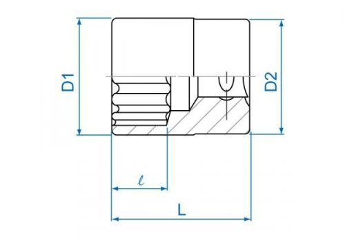 NASADKA KRÓTKA 3/8&quot; CALOWA 15/32&quot; x 27mm 12-kąt. Cr-V King Tony